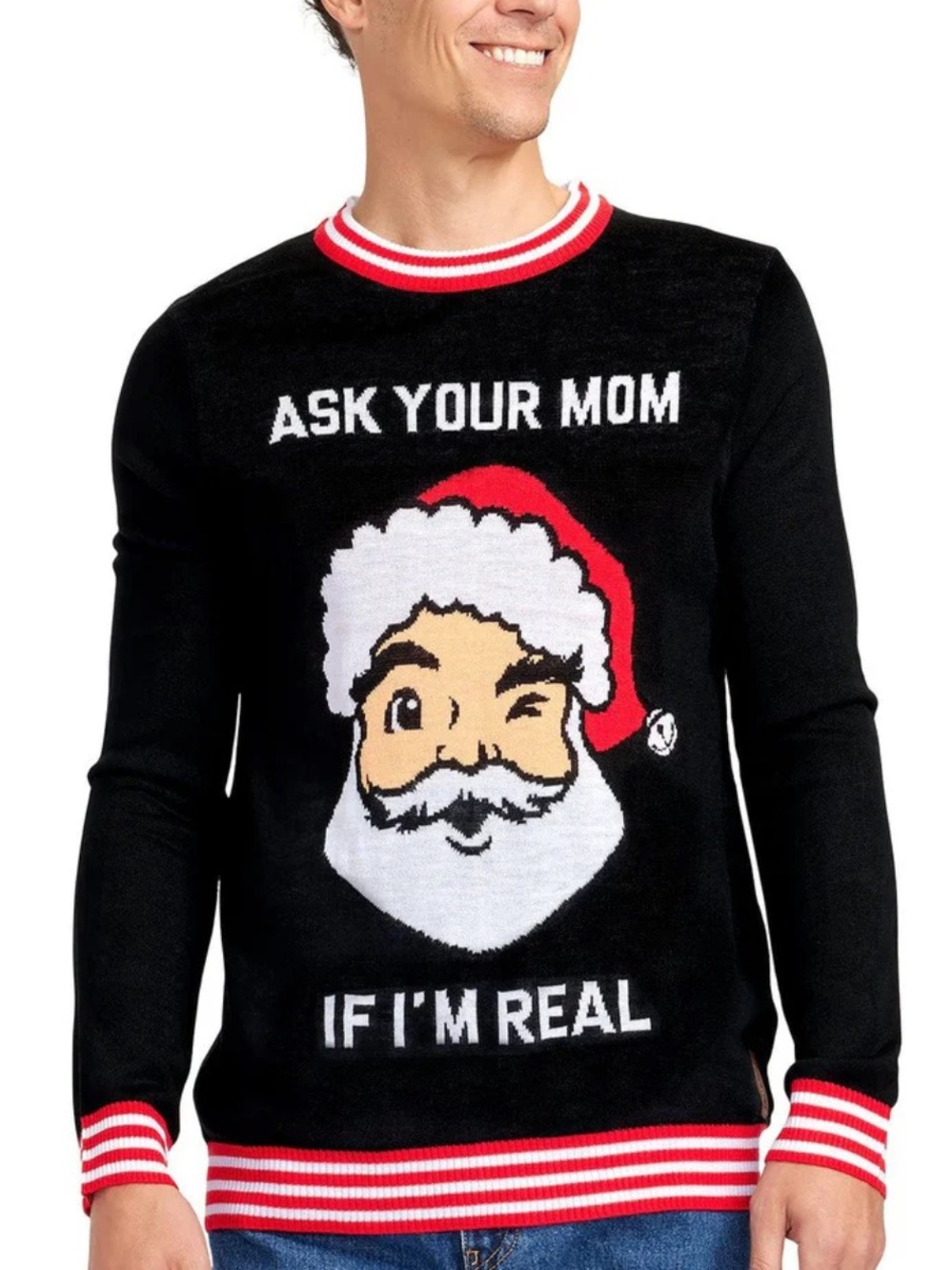 Tipsy Elves Ugly Christmas Sweater Ask Your Mom If I’m Real M-393 Sz XL